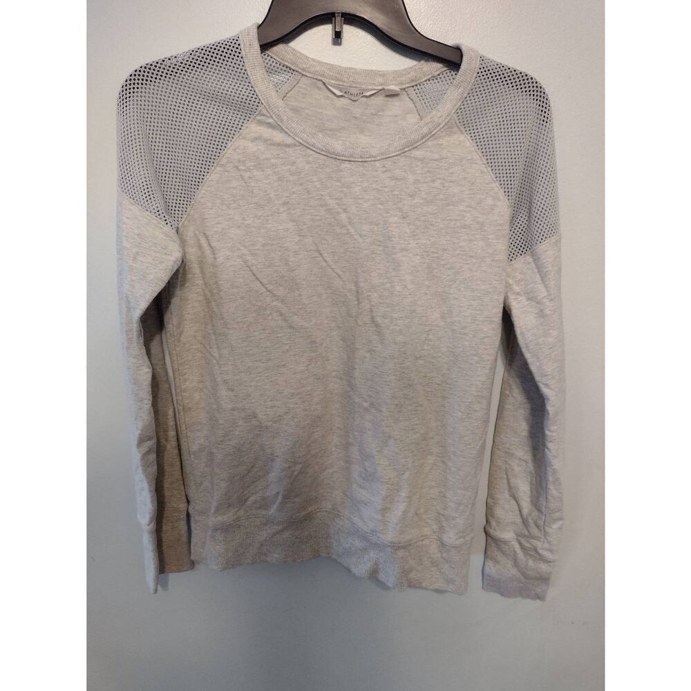 ATHLETA Citytime Mesh Shoulder Pullover Sweatshirt Size XS Beige Activewear Gym